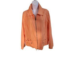 Chicos Womens Orange Cotton Zip-Up Jacket Size 3 X Large